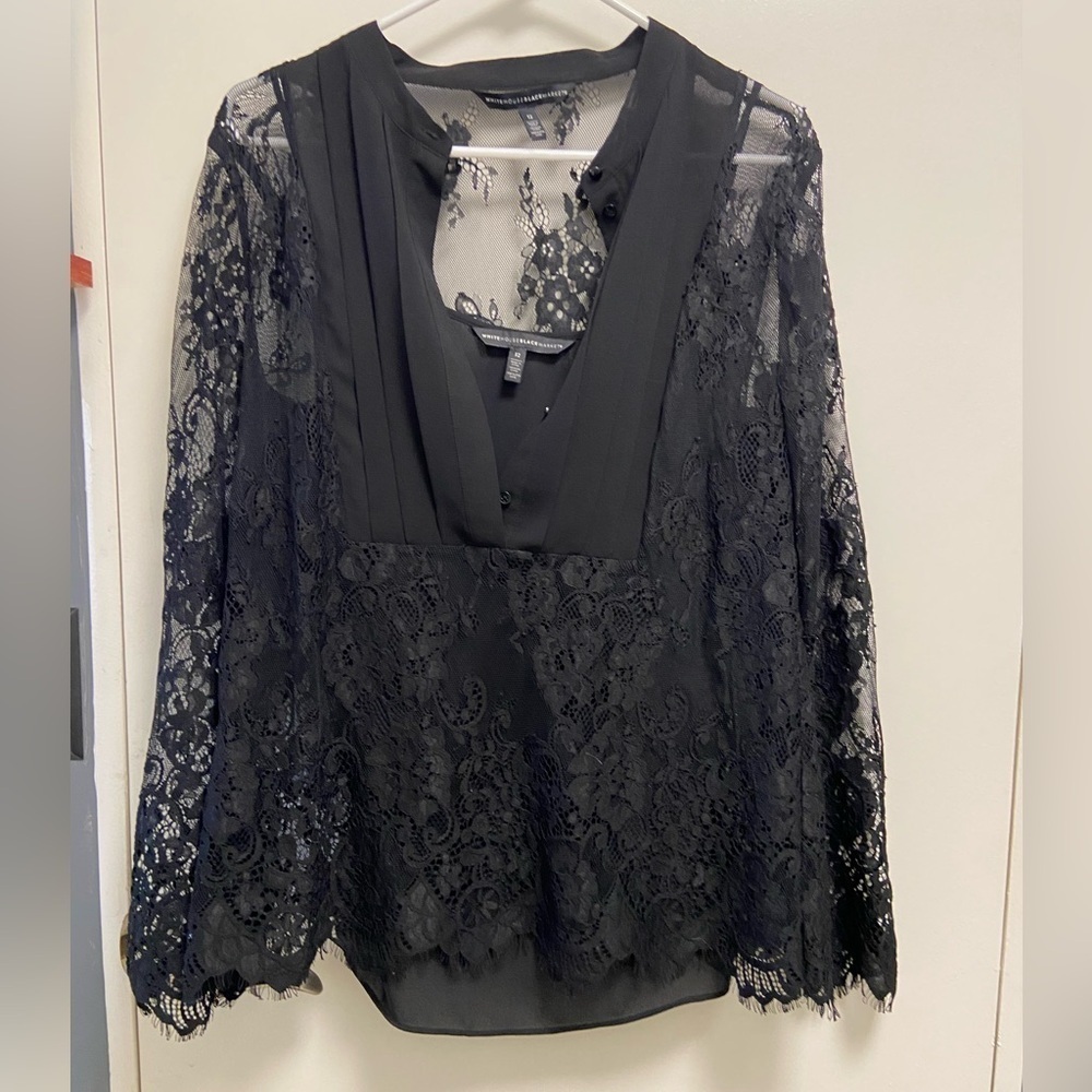 White House Black Market Black Lace Blouse